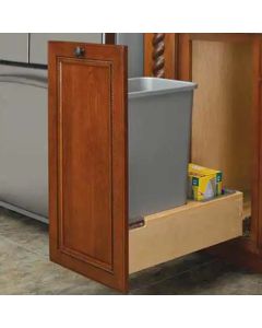 1- 50 Qt. Wood Bottom Mount Waste Container Kit w/Rev-A-Motion Slides - Fits Best in B18FHD Cleveland - Town Sell Cabinets