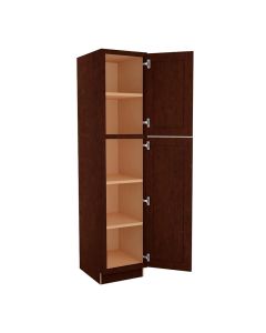 Espresso Shaker Vanity Linen Utility Cabinet 18"W x 80"H Cleveland - Town Sell Cabinets