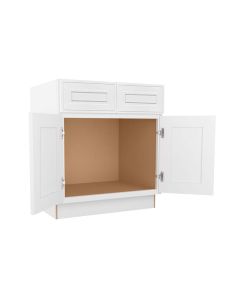 Craftsman White Shaker Vanity Sink Base Cabinet 30" Cleveland - Town Sell Cabinets