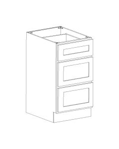 Key Largo White Vanity Three Drawer Base Cabinet 15"W Cleveland - Town Sell Cabinets