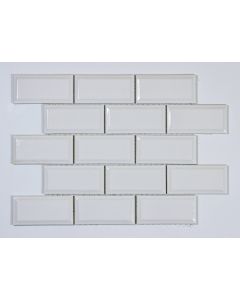 White Porcelain Mosaic Subway Tile Cleveland - Town Sell Cabinets