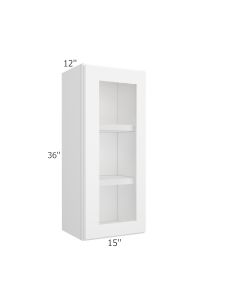 Colorado Shaker White Wall Open Frame Glass Door Cabinet 15"W x 36"H Cleveland - Town Sell Cabinets