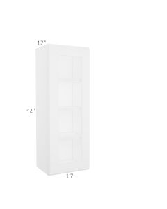 Colorado Shaker White Wall Open Frame Glass Door Cabinet 15"W x 42"H Cleveland - Town Sell Cabinets