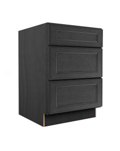 York Driftwood Grey Three Drawer Base Cabinet 24" Cleveland - Town Sell Cabinets