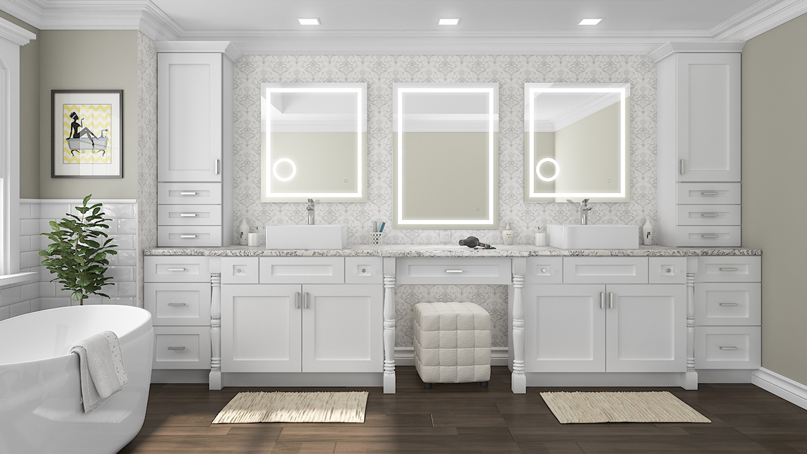 Colorado White Shaker Bath Vanities Cleveland - Town Sell Cabinets
