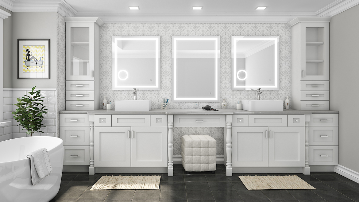 White Shaker Elite Bath Vanities Cleveland - Town Sell Cabinets