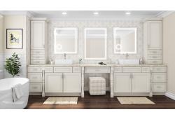 York Linen Off White Bathroom Vanities Cleveland - Town Sell Cabinets